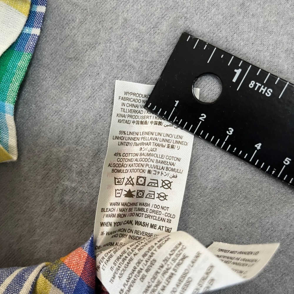 NWT Boden Boys Multi-Color Plaid Linen Blend Short Sleeve Button Down Shirt 5-6Y - Picture 7 of 8